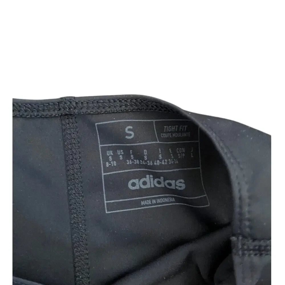 Adidas 3 Stripes Running Crop Top Black White Size S - Picture 3 of 3